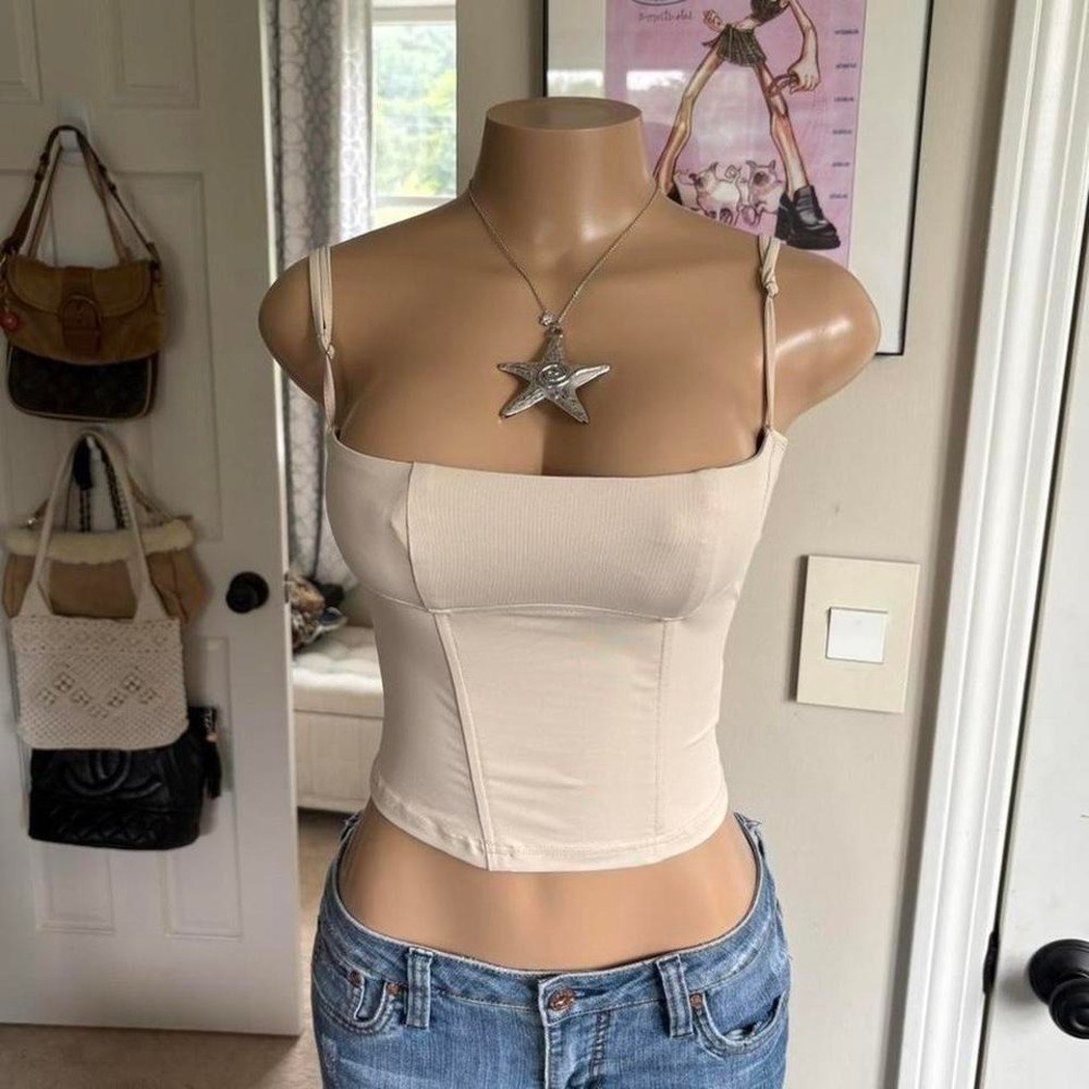 Edikted Juno beige corset cami top size XS